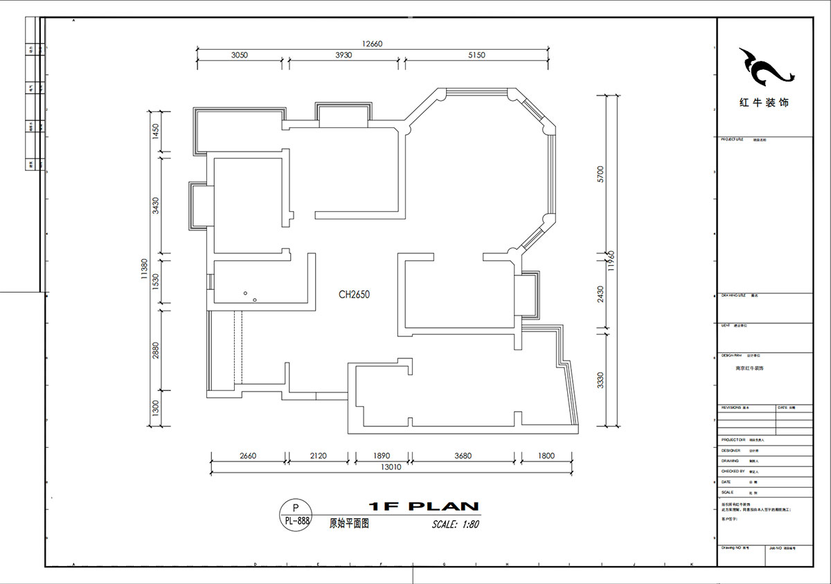 刘小勇｜枫丹白露城市花园-30号楼501室-140㎡-法式中古风格｜4室2厅2卫｜老房装修｜定制家｜全包21万｜00_01原始结构图